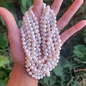 Stunning, remarkable 100 inch genuine natural pearl endless infinity necklace